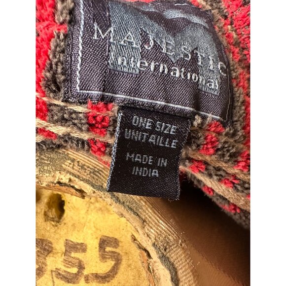 Men’s Majestic International Red & Gray Plaid Cotton Bathrobe O/S  Pockets Thick - Picture 4 of 10